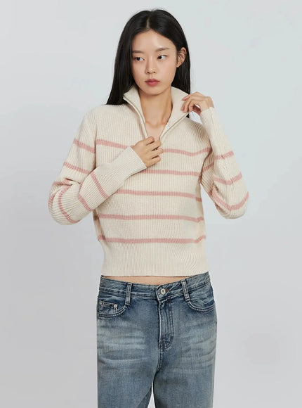 striped-pullover-jumper-io530 / Light beige