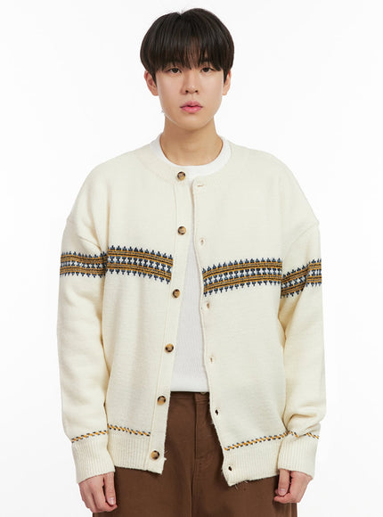 mens-nordic-loose-fit-cardigan-ij517 / Light beige