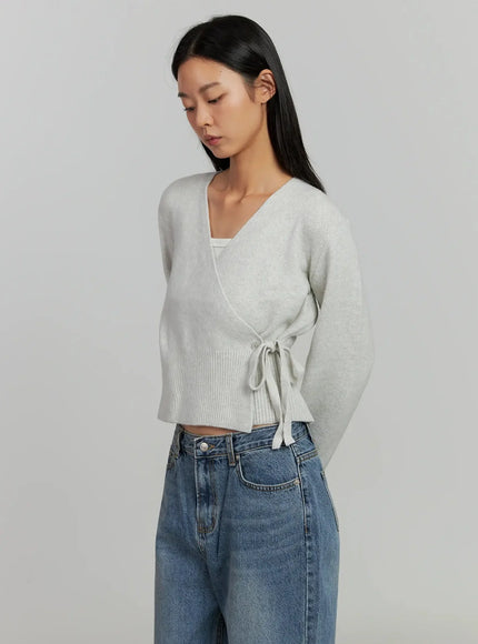 trao-string-wrap-cardigan-ij505 / Light beige