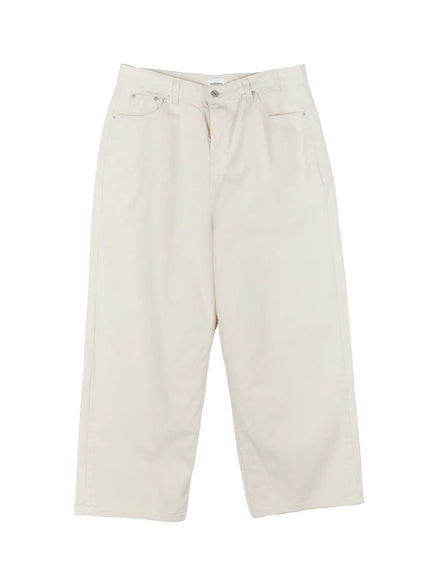 mens-classic-wide-leg-cotton-pants-ig520 / Light beige