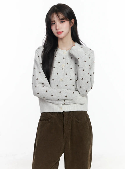 polka-dot-knit-cardigan-ij529 / Light beige
