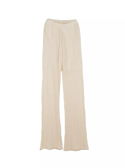 textured-knit-flare-pants-ij509 / Light beige