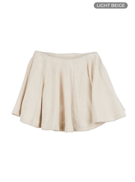 flare-banded-mini-skirt-io409 / Light beige