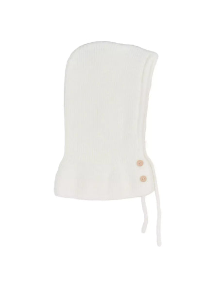 buttoned-knit-hood-hat-in528 / Light beige