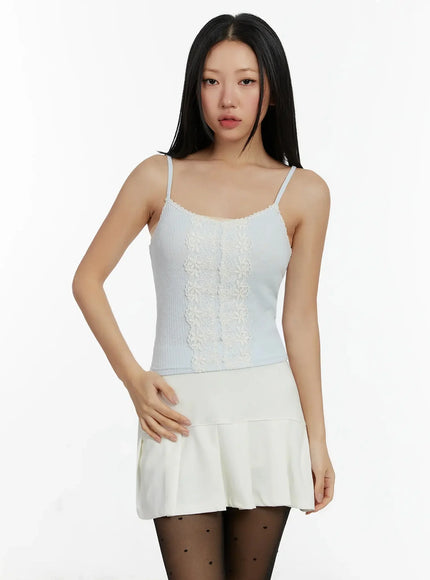 lace-trim-ribbed-cami-top-id525 / Light blue