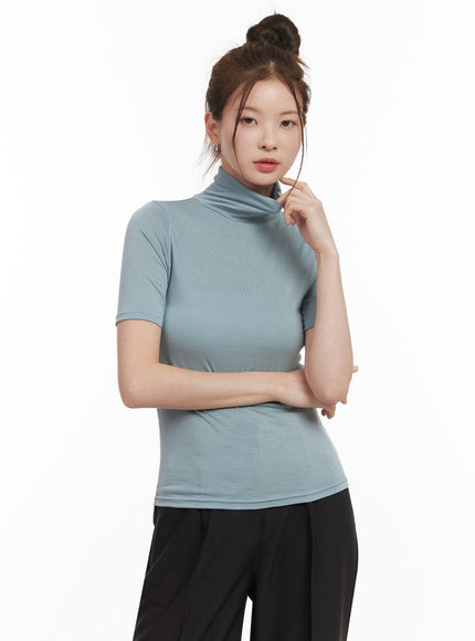 essential-turtle-neck-short-sleeve-top-if505 / Light blue