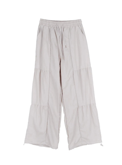 mens-line-stitch-parachute-pants-is510 / Light gray