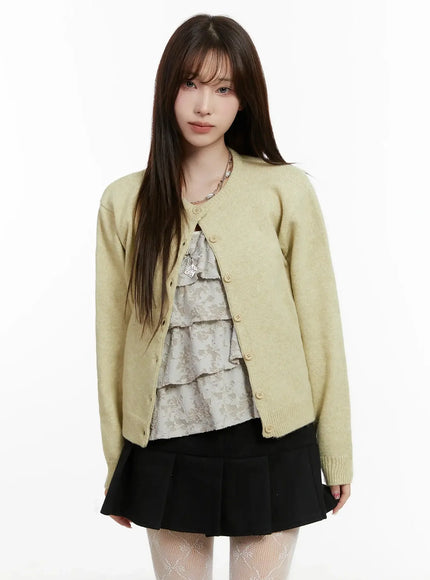 soft-button-up-cardigan-ij516 / Light green