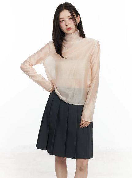 Sheer High Neck Blouse IF524