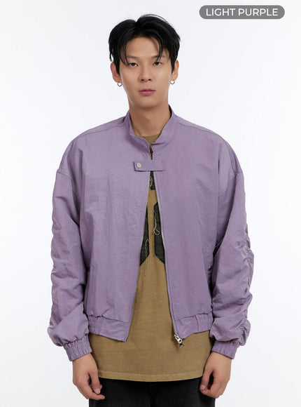 mens-button-zip-up-jacket-io428 / Light purple