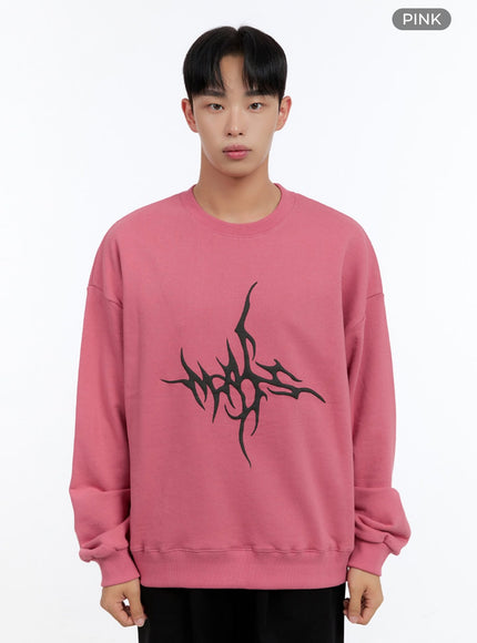 mens-oversize-graphic-sweatshirt-is412 / Pink