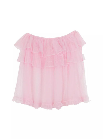 tiered-tulle-polka-dot-skirt-im506 / Pink