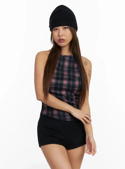 checkered-halter-top-in528 / Pink