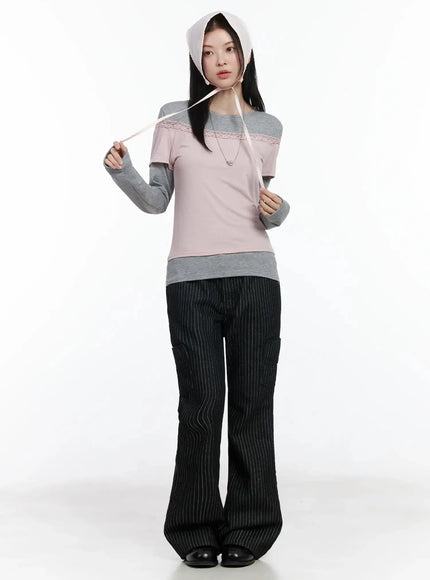 lace-trimmed-off-shoulder-top-im509 / Pink