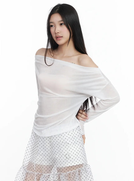 asymmetrical-off-shoulder-top-im504 / White