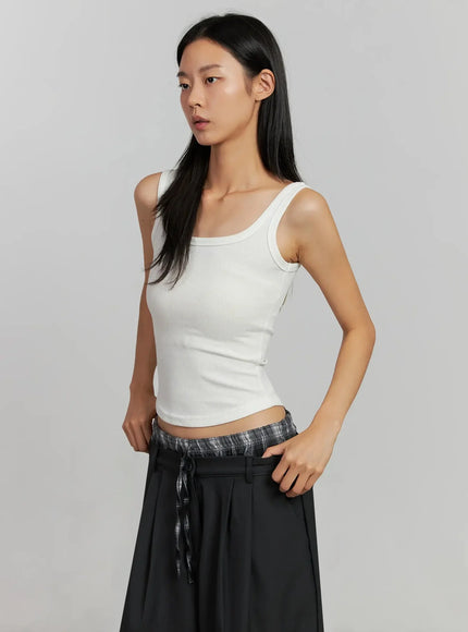 ribbed-square-neck-tank-ij502 / White