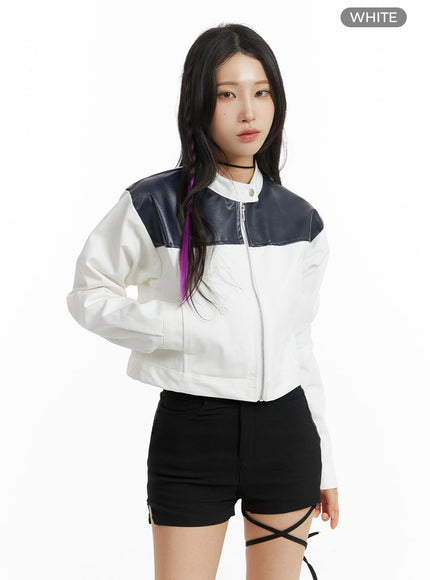 zip-up-biker-jacket-im405 / White