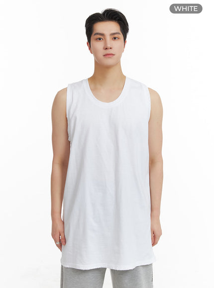 mens-basic-cotton-sleeveless-tee-ia401 / White