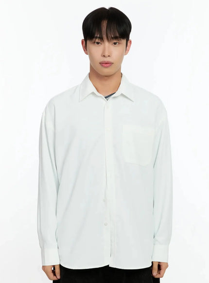 mens-basic-tencel-button-up-shirt-in525 / White