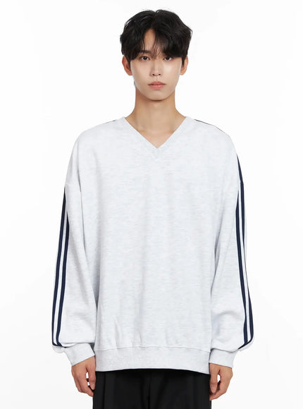 mens-v-neck-track-sweatshirt-io516 / White