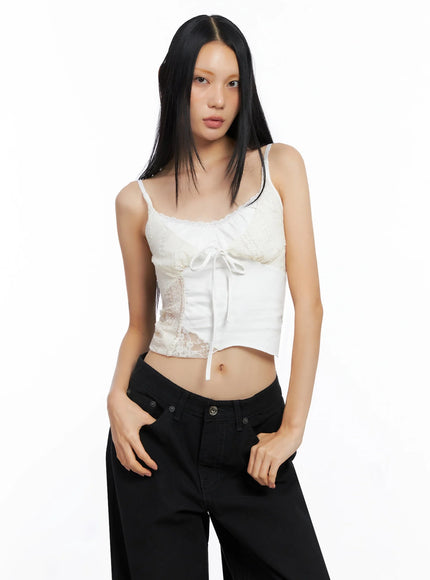 two-tone-lace-tank-top-co516 / White