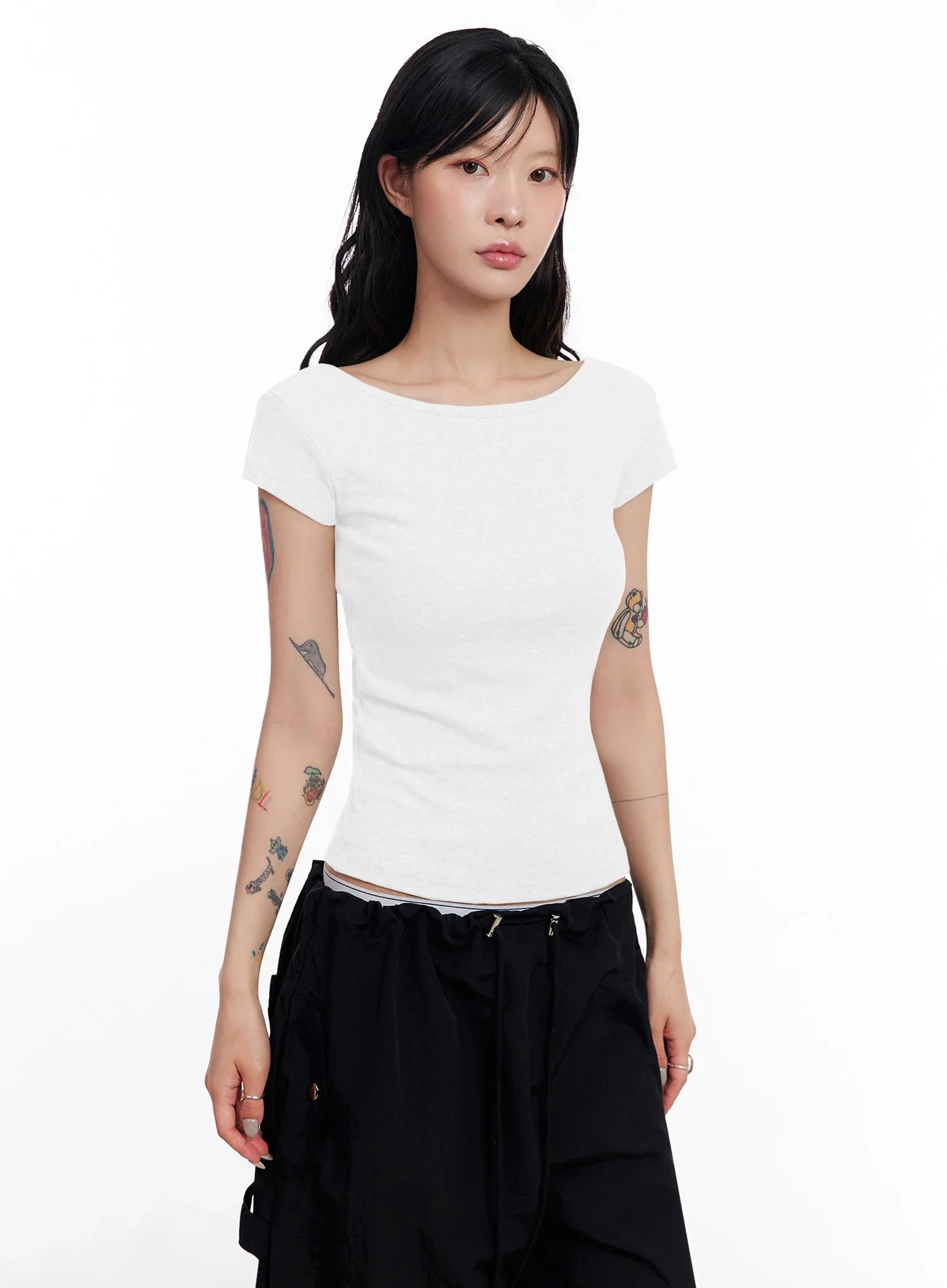 cap-sleeve-t-shirt-ic503 / White