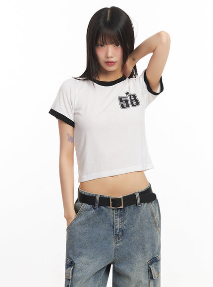 star-number-graphic-crop-top-iy502 / White