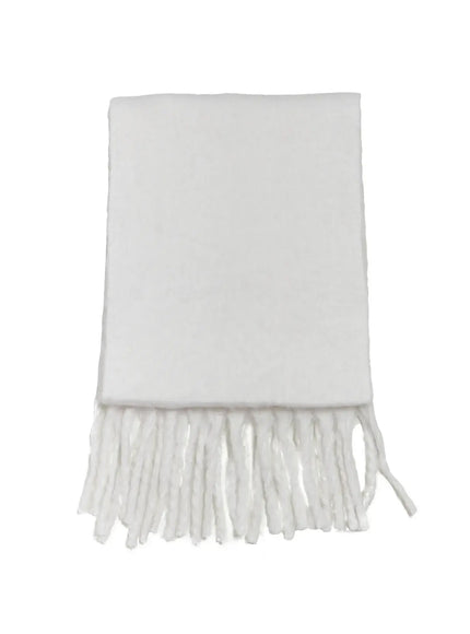 fringed-solid-scarf-in513 / White