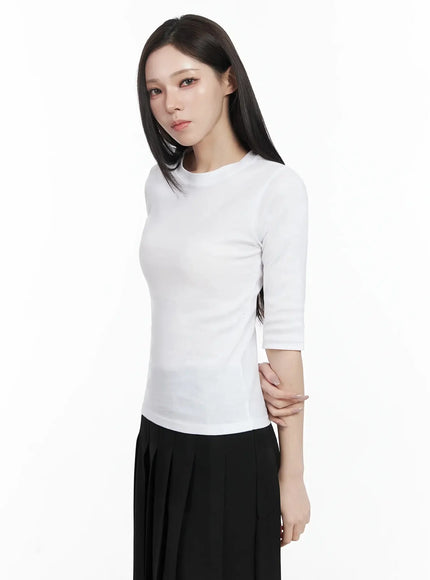 basic-mid-length-long-sleeve-top-if502 / White