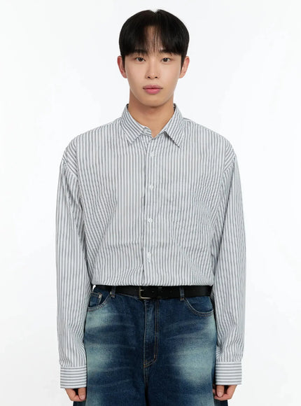 mens-basic-striped-button-up-in506 / White
