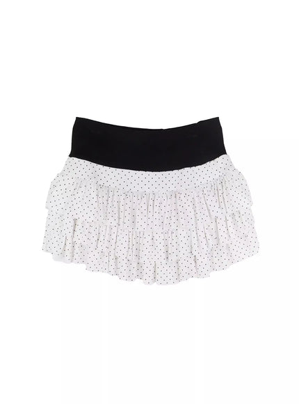 polka-dot-ruffle-mini-skirt-if505 / White