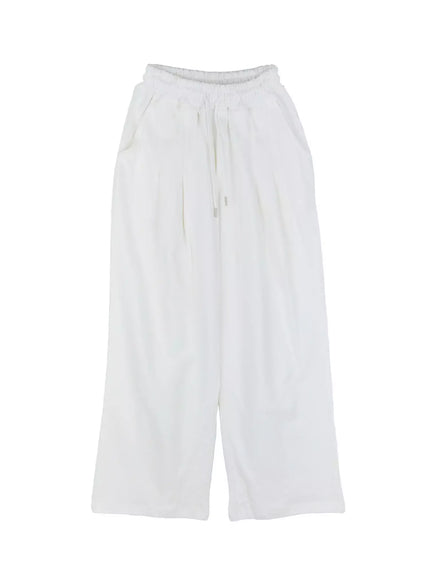 relaxed-fit-pintuck-sweatpants-ig508 / White