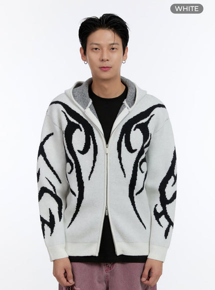 mens-oversize-double-zipper-hoodie-io428 / White