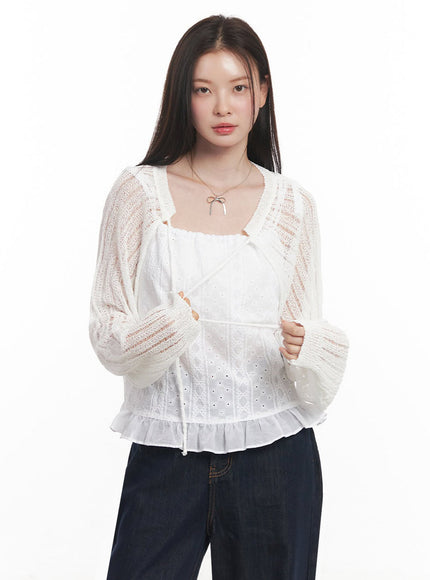 sheer-knit-bolero-cardigan-iy509 / White