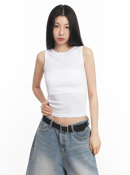 sleek-sleeveless-crop-top-iy529 / White