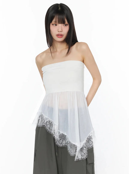 pastel-long-lace-tube-top-iy526 / White