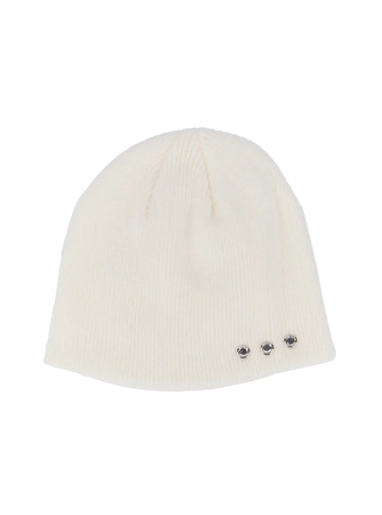 mens-studded-knit-beanie-il515 / White