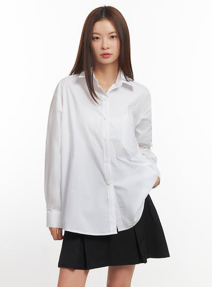 Relaxed-Fit Collared Button-Up Shirt IM514