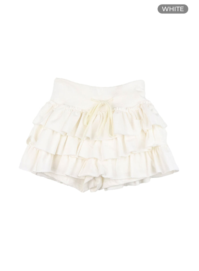 string-waist-ruffle-mini-skirt-ia417 / White