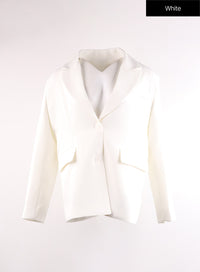 oversized-solid-blazer-jacket-if402 / White