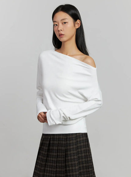boat-neck-long-sleeve-top-ij502 / White