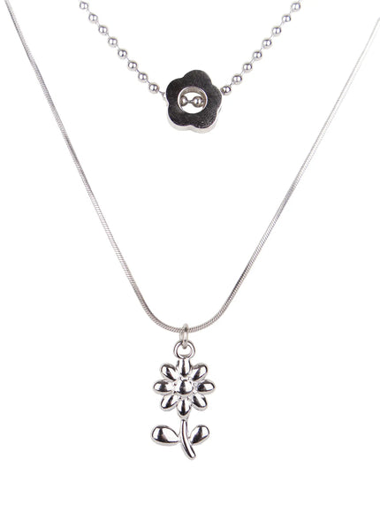 Layered Flower Charm Necklace ID529