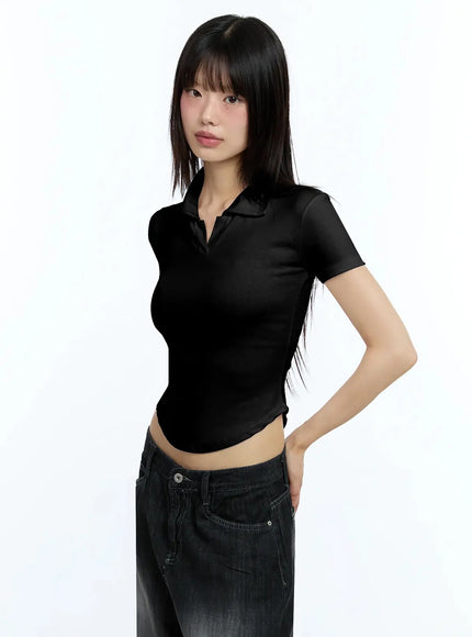 collared-slim-fit-tee-iu524 / black