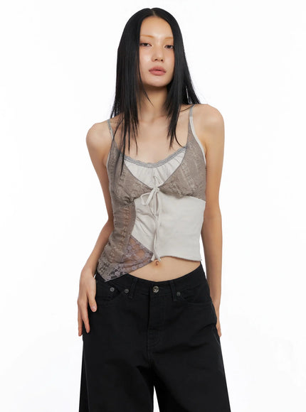 two-tone-lace-tank-top-co516 / Beige