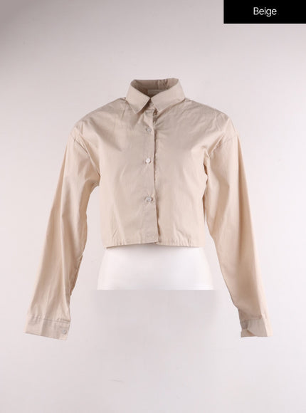 basic-crop-collar-shirt-if402 / Beige