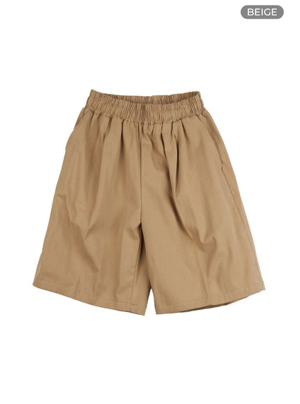 mens-solid-pintuck-shorts-iu427 / Beige