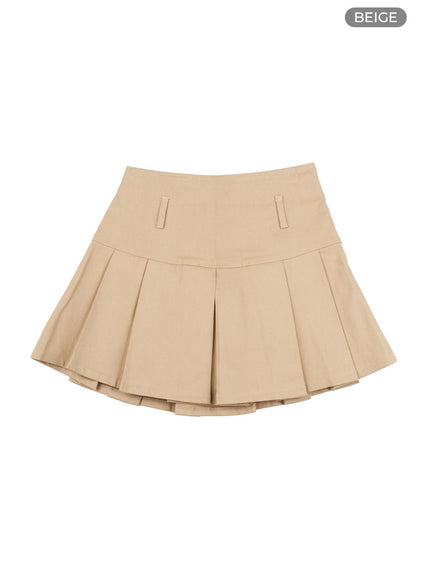 box-pleated-mini-skirt-ig405 / Beige