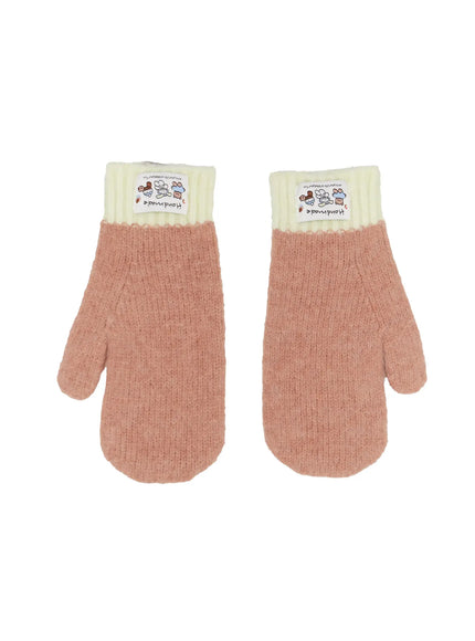 two-tone-doll-patch-mittens-in510 / Beige