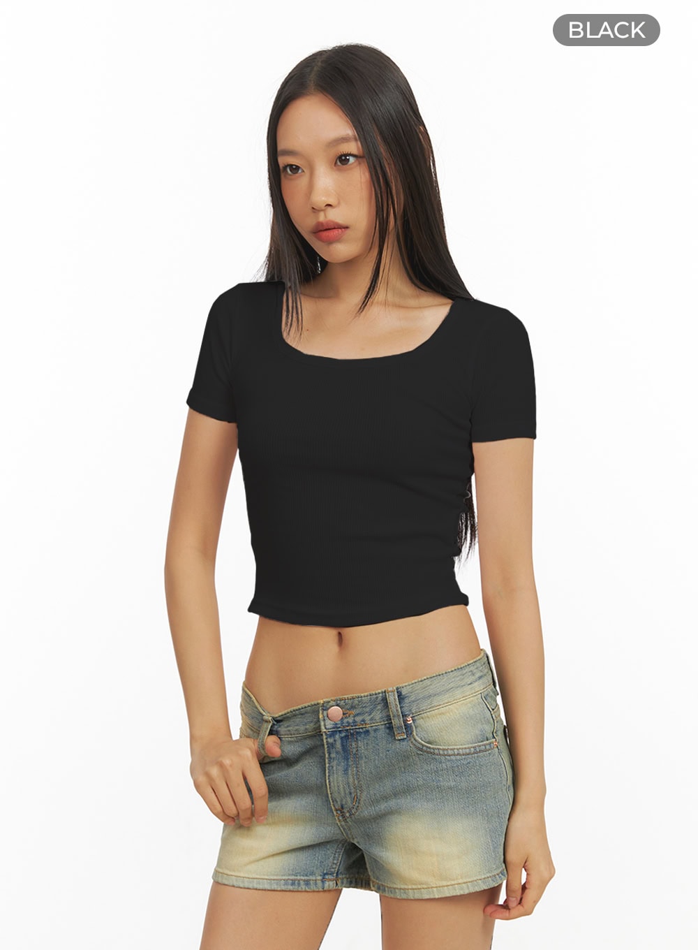 basic-cotton-crop-tee-iy422 / Black