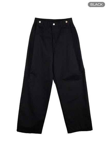 solid-wide-fit-pants-io430 / Black
